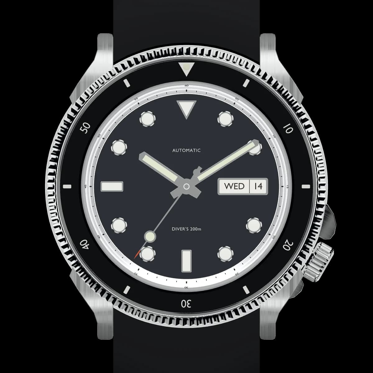 SKX-type diver watch built from mod parts, seen from the top
