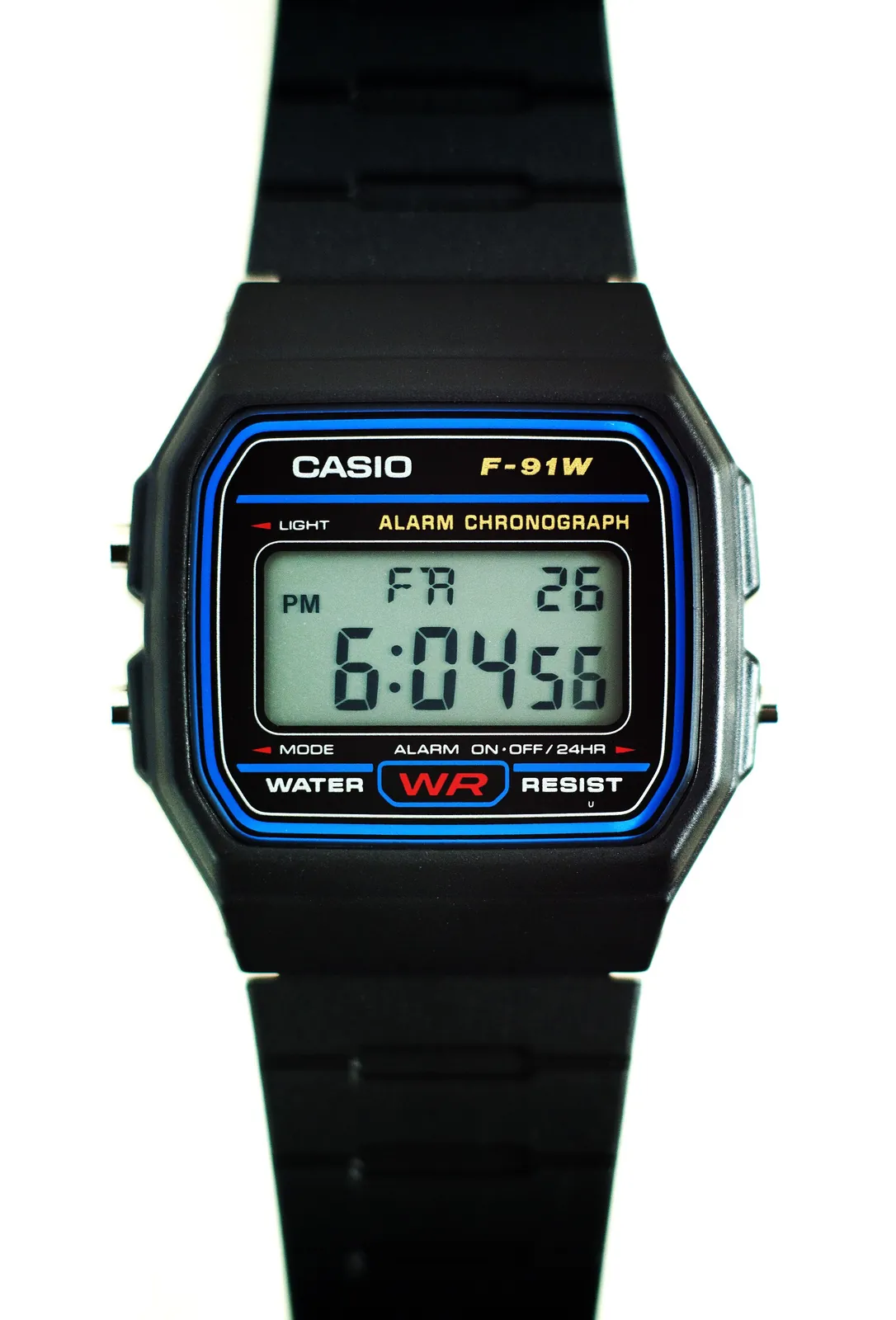 Casio F-91W, front view