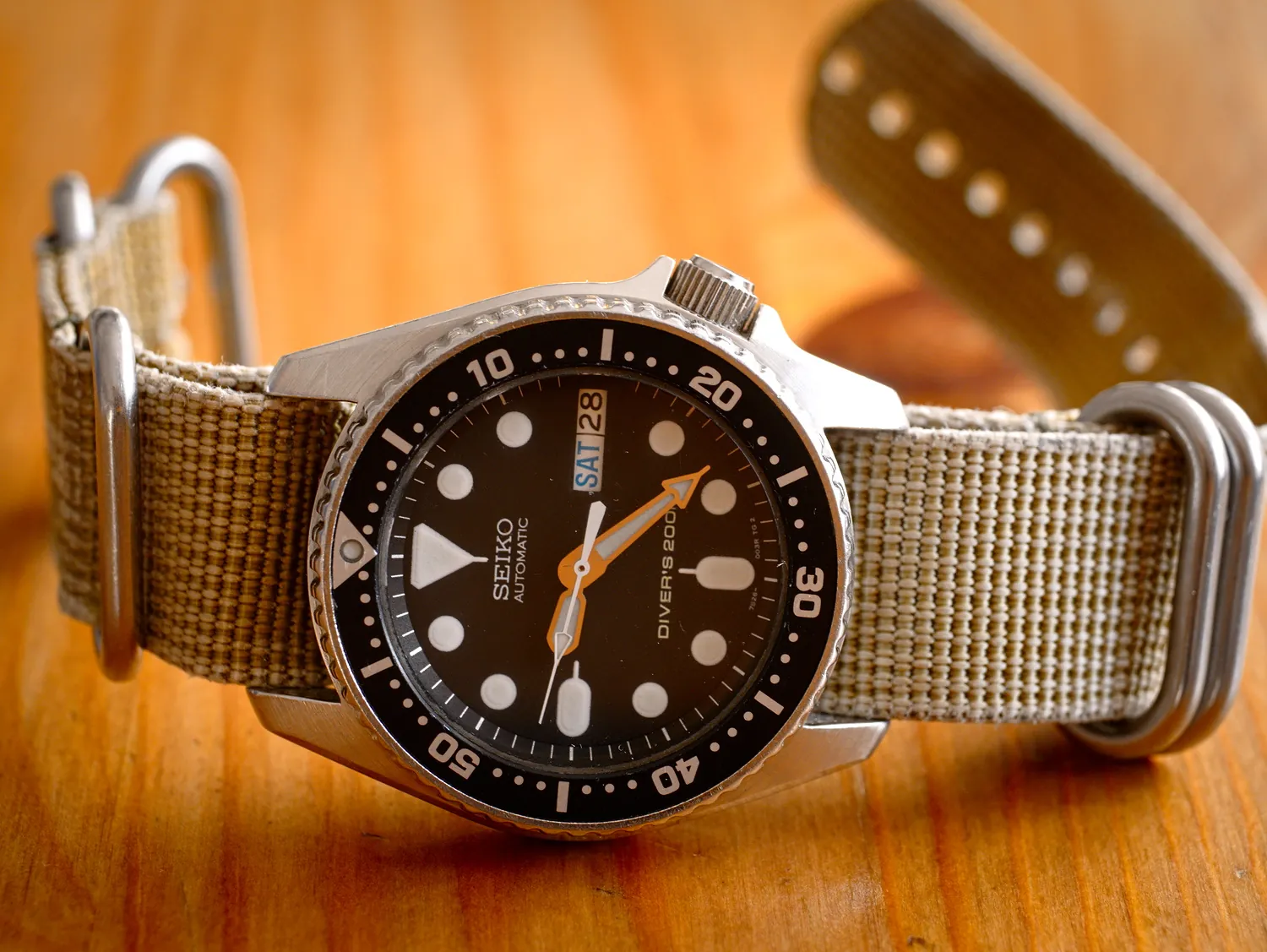 SKX013, front view, on NATO strap