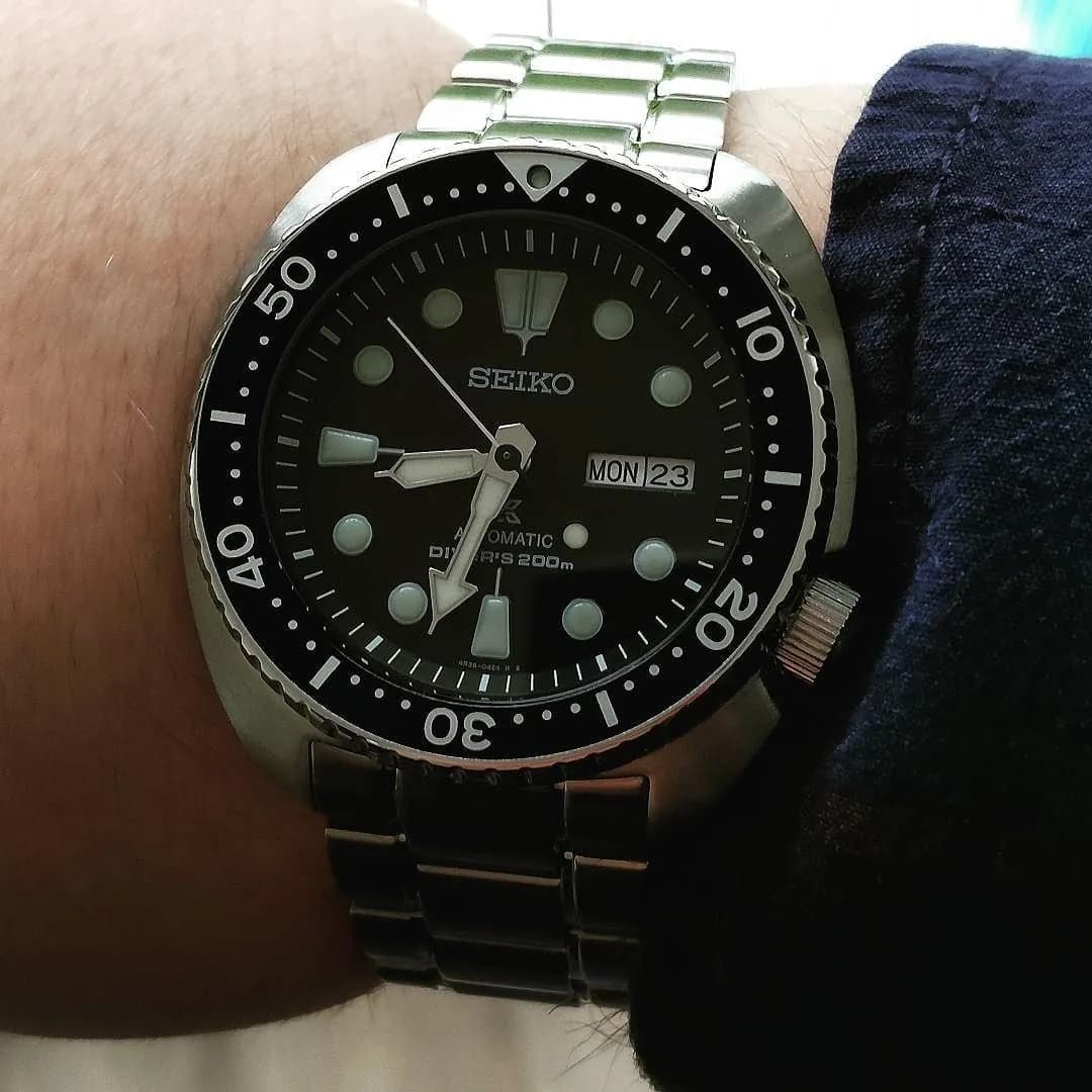 SRP777 Turtle, front view, on wrist